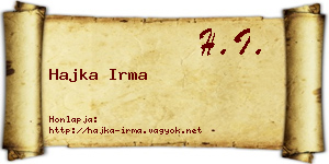 Hajka Irma névjegykártya